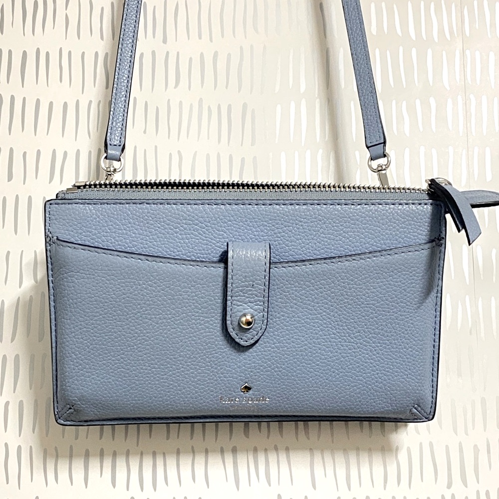 Kate Spade Wallet On A String Crossbody Shoulder Bag, Dust Blue
